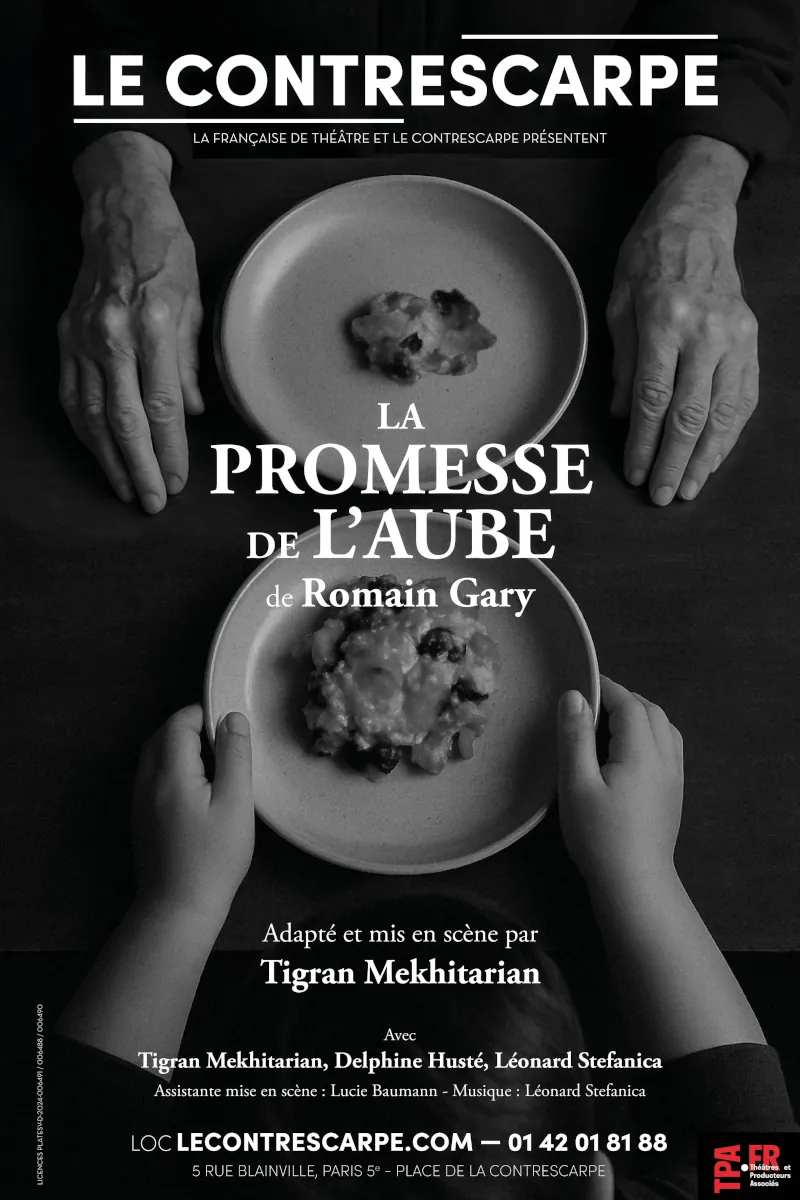 Affiche Thibault Sommain dans La promesse de L'aube au théâtre Le Contrescarpe